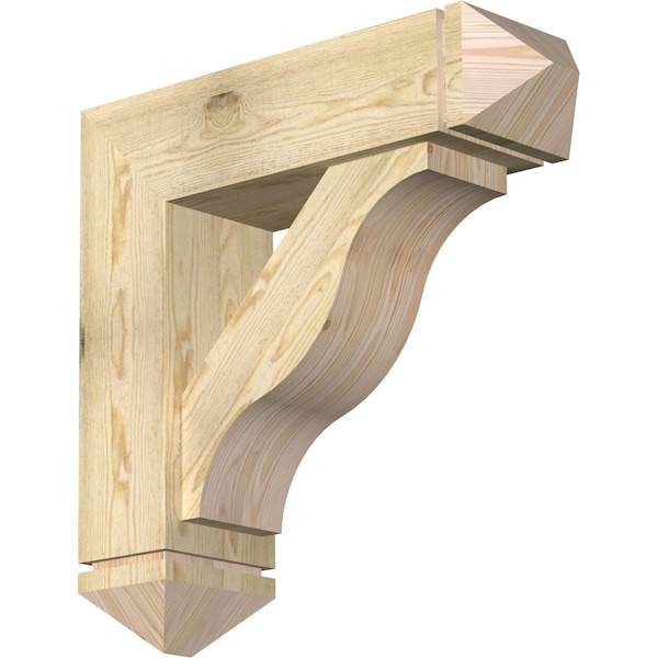 Ekena Millwork Funston Arts and Crafts Rough Sawn Bracket w/ Offset Brace, Douglas Fir, 8"W x 28"D x 28"H BKT0806X28X28FST03RDF - main